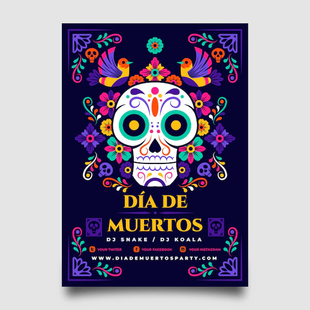 Free Vector | Hand drawn dia de muertos vertical poster template