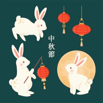 Free Vector | Hand drawn elements collection for mid-autumn festival celebration