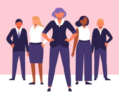 Free Vector | Hand drawn female team leader in a group of people