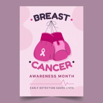 Free Vector | Hand drawn flat breast cancer awareness month vertical poster template