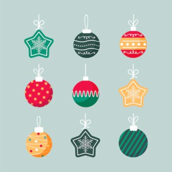 Free Vector | Hand drawn flat christmas ball ornaments collection