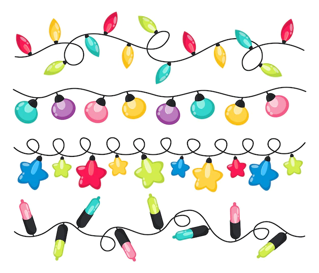 Free Vector | Hand drawn flat christmas lights collection