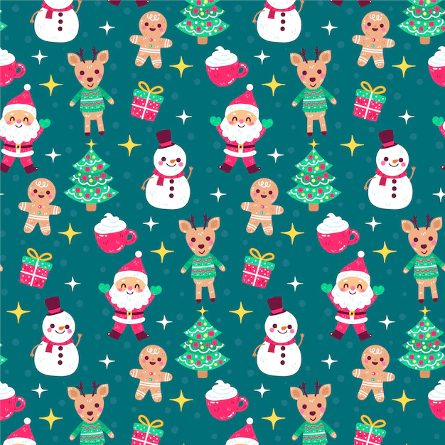 Free Vector | Hand drawn flat christmas pattern design