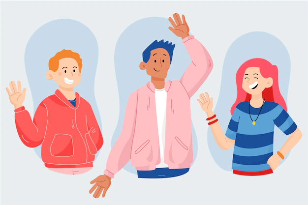 Free Vector | Hand drawn flat design people waving illustration