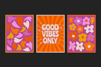 Free Vector | Hand drawn flat groovy psychedelic covers collection