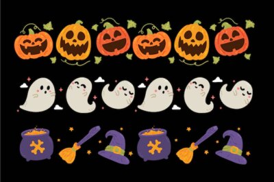 Free Vector | Hand drawn flat halloween borders collection