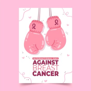 Free Vector | Hand drawn flat international day against breast cancer vertical flyer template