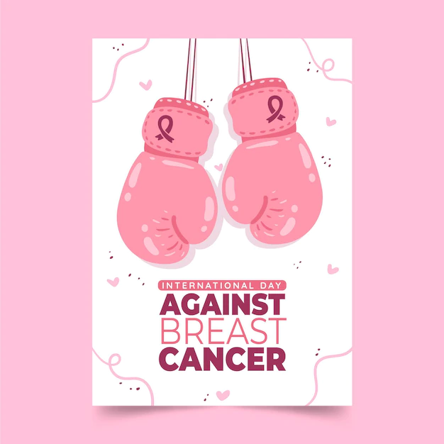 Free Vector | Hand drawn flat international day against breast cancer vertical flyer template