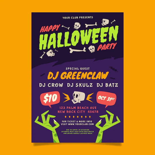 Free Vector | Hand drawn flat vertical halloween party flyer template