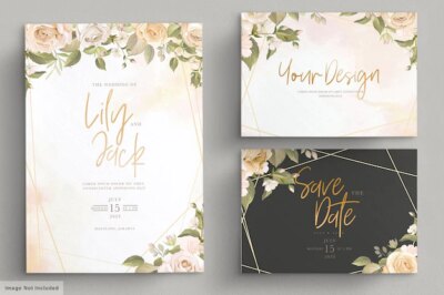 Free Vector | Hand drawn floral wedding invitation card set