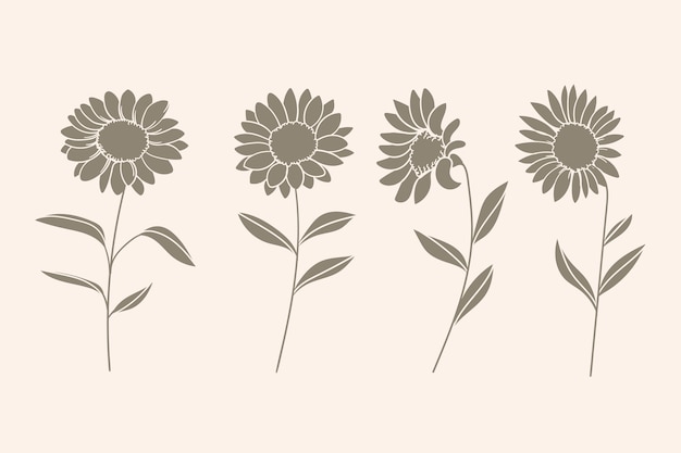 Free Vector | Hand drawn flower silhouettes illustration