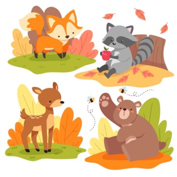Free Vector | Hand drawn forest animals collection
