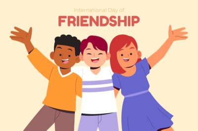 Free Vector | Hand drawn friendship day smiley people background