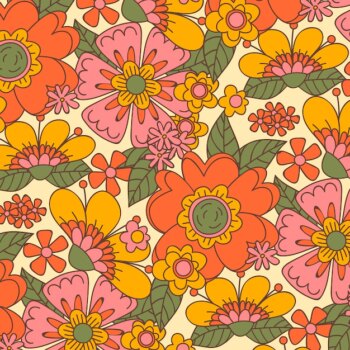 Free Vector | Hand drawn groovy floral pattern