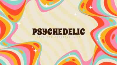 Free Vector | Hand drawn groovy psychedelic youtube channel art