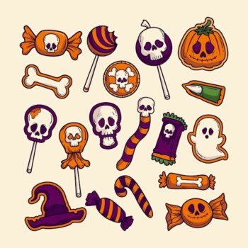 Free Vector | Hand drawn halloween candy collection