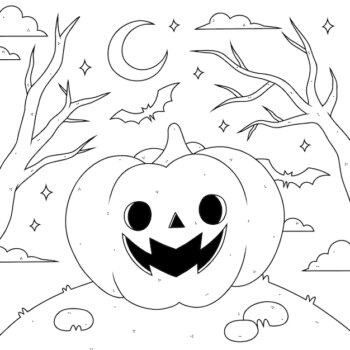 Free Vector | Hand drawn halloween coloring page illustration