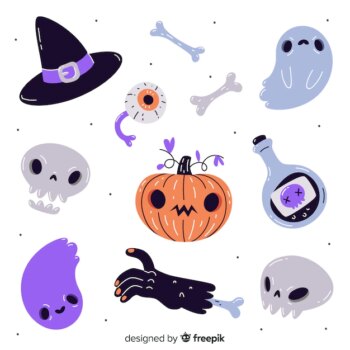 Free Vector | Hand drawn halloween element collection