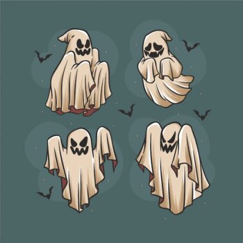 Free Vector | Hand drawn halloween ghosts collection