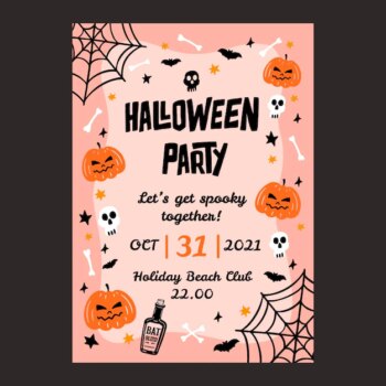 Free Vector | Hand drawn halloween party vertical poster template