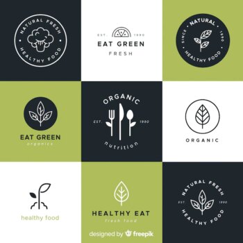 Free Vector | Hand drawn healthy food logos