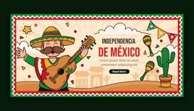 Free Vector | Hand drawn horizontal banner template for mexico independence celebration