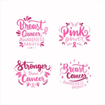 Free Vector | Hand drawn international day against breast cancer lettering labels collection