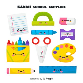 Free Vector | Hand drawn kawaii school supplies collection