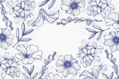 Free Vector | Hand drawn linear engraved floral background
