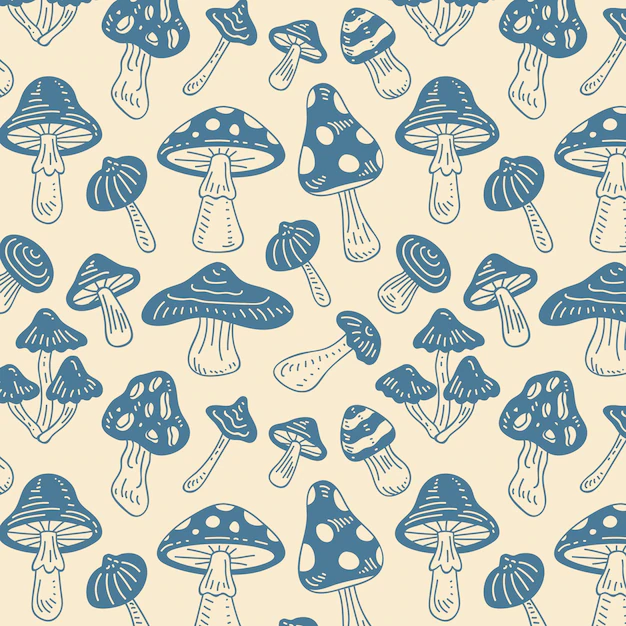 Free Vector | Hand drawn mushroom pattern