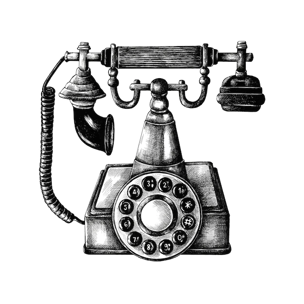 Free Vector | Hand drawn retro line telephone