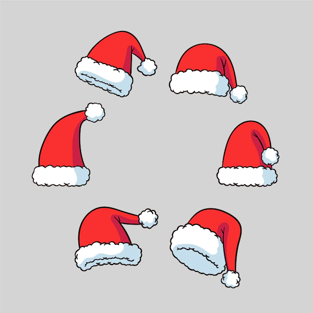 Free Vector | Hand drawn santa claus hat collection