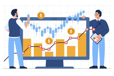 Free Vector | Hand drawn stock market concept with analysts