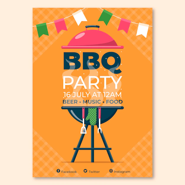 Free Vector | Hand drawn summer barbecue poster template