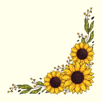 Free Vector | Hand drawn sunflower border design