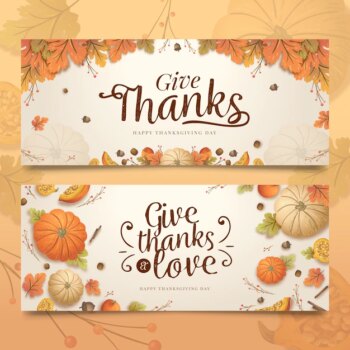 Free Vector | Hand drawn thanksgiving banners