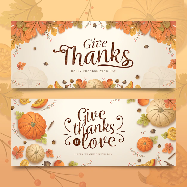 Free Vector | Hand drawn thanksgiving banners