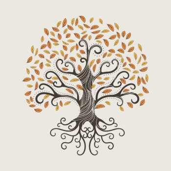 Free Vector | Hand drawn tree life with autumn leaves