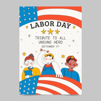 Free Vector | Hand drawn vertical poster template for labor day celebration
