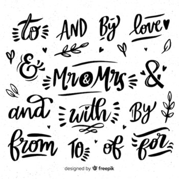 Free Vector | Hand drawn wedding catchword collection