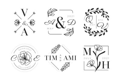 Free Vector | Hand drawn wedding monogram logos