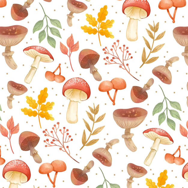 Free Vector | Hand painted mushroom pattern