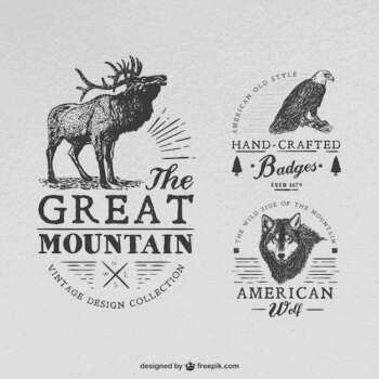 Free Vector | Handcrafted badges with animals