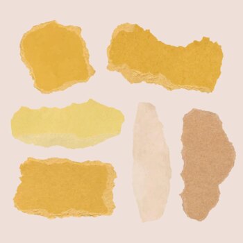 Free Vector | Handmade torn paper craft vector in yellow minimal style set