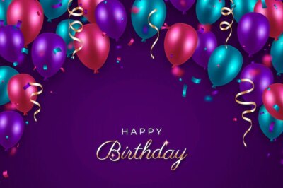 Free Vector | Happy birthday colourful balloons and ribbons