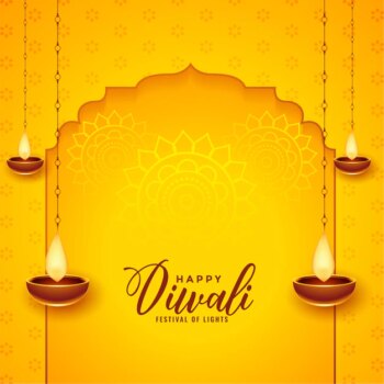 Free Vector | Happy diwali background with hanging diya
