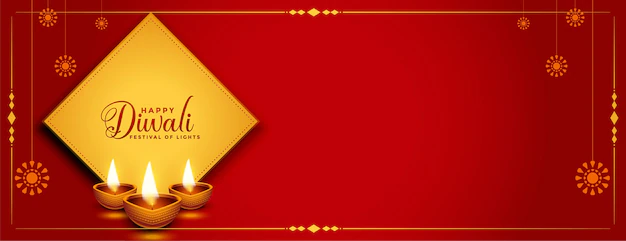 Free Vector | Happy diwali red banner with text space