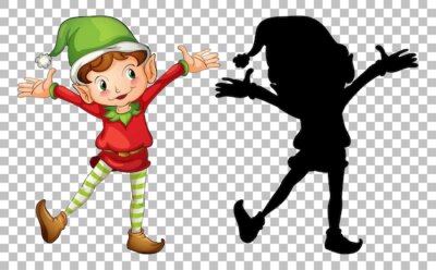 Free Vector | Happy elf and its silhouette