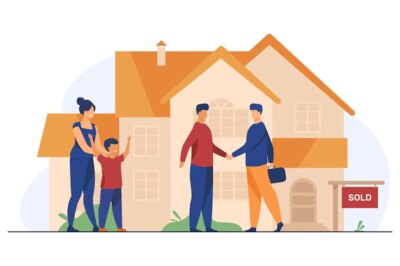 Free Vector | Happy family with kid buying new house