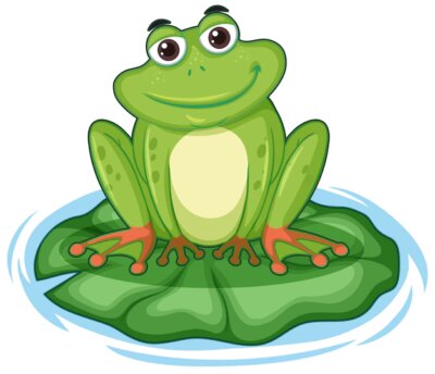 Free Vector | Happy frong sitting on lotus leaf
